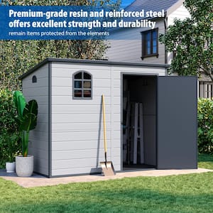 8.1 ft. W x 4.7 ft. D Plastic Outdoor Patio Storage Shed with Floor and Lockable Door Coverage Area 38.1 sq. ft.
