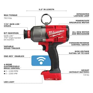 M18 FUEL ONE-KEY 18V Lithium-Ion Brushless Cordless 7/16 in. High Torque Impact Wrench w/ 5.0Ah Resistant Battery