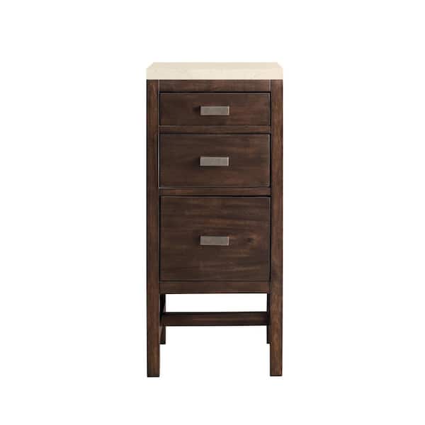 James Martin Vanities Addison 15.0 in. W x 15 in.D x 34.4 in. H Vanity Side Cabinet in Mid Century Acacia with Eternal Marfil Quartz Top
