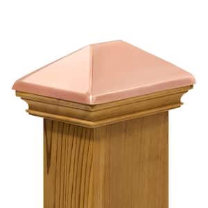 Miterless 4 in. x 6 in. Untreated Wood Flat Slip Over Fence Post Cap with Copper Pyramid