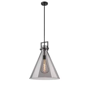 Newton Cone 100-Watt 1-Light Matte Black Shaded Pendant Light with Tinted Glass Tinted Glass Shade