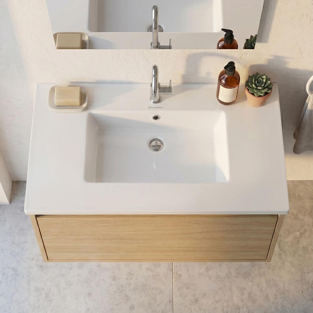 Swiss Madison Voltaire 31 in. Vanity Top in Glossy White with 1