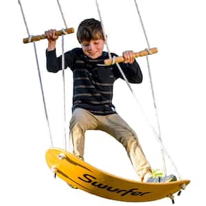 Swing-Board Stand-Up Wood Tree Swing with Rope