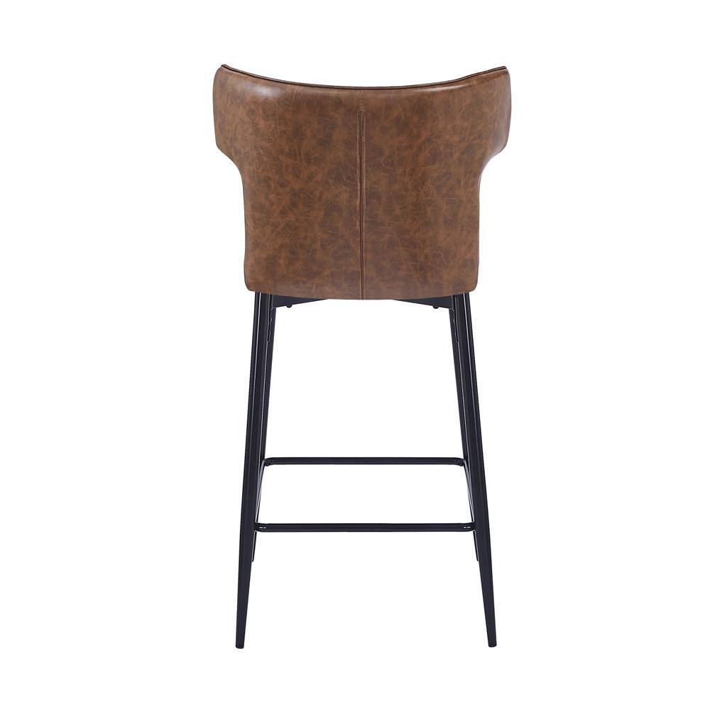 Norsans 28" Brown Faux Leather Iron Frame Counter Stool with Footrest