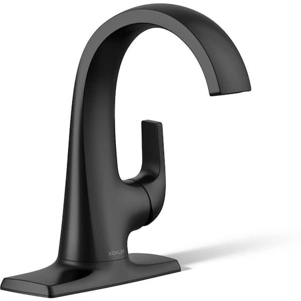 KOHLER Cursiva Single Handle Single Hole Bathroom Faucet in Matte Black