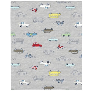 Red Busy Cars and Bikes Super Soft Mini Fitted Polyester Crib Sheet