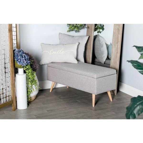 Litton Lane Celina 18 in. X 40 in. X 16 in.Gray Storage Bedroom Bench with Wood Legs
