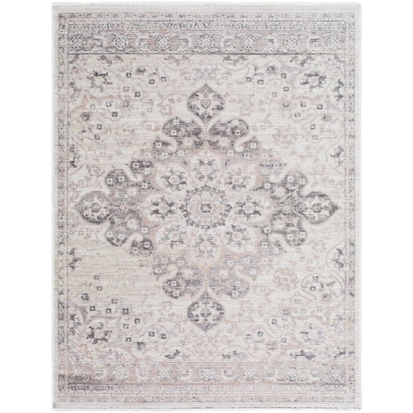 Azhar Grey Traditional 7 ft. x 9 ft. Indoor Area Rug