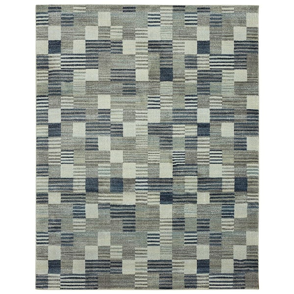 Home Decorators Collection Pernette Blue  Doormat 3 ft. x 7 ft. Geometric Area Rug