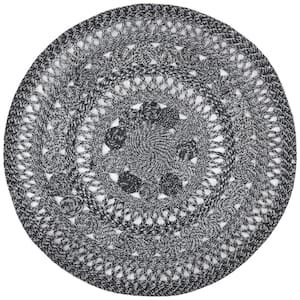 Cape Cod Charcoal Doormat 3 ft. x 3 ft. Braided Circle Round Area Rug