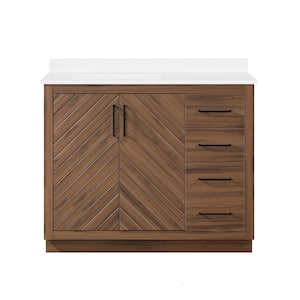Huckleberry 42 in. W x 19 in. D x 34.5 in. H Single Sink Bath Vanity in Spiced Walnut with White Engineered Stone Top