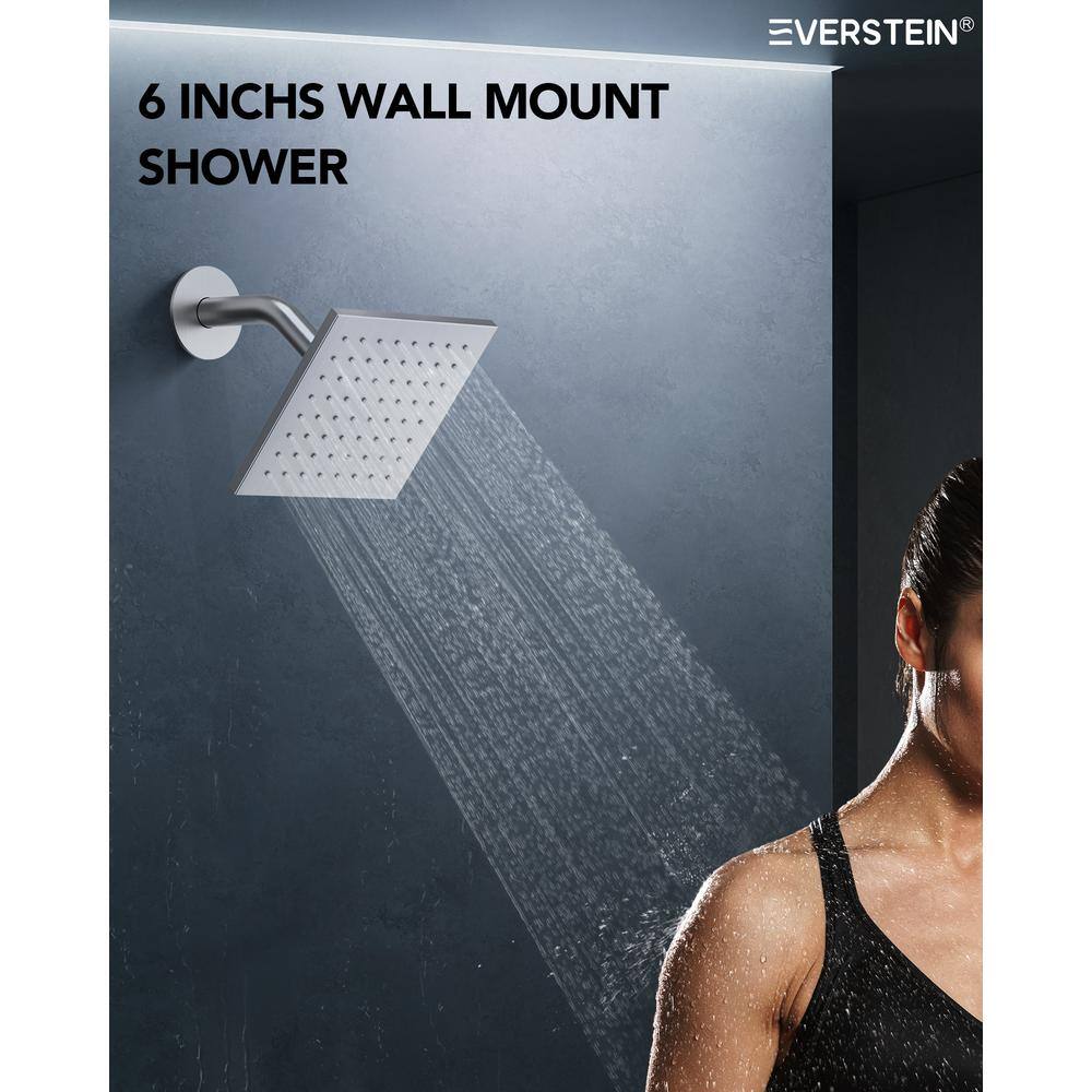 Brushed Nickel LED Thermostatic Dual Showerheads with Bluetooth Speaker