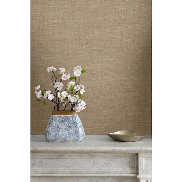 60.75 sq. ft. Macadamia Nomi Embossed Vinyl Unpasted Wallpaper Roll