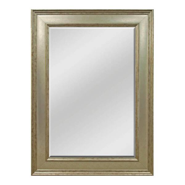 Unbranded 33-1/2 in. H x 45-1/2 in. W Pewter Framed Wall Mirror-DISCONTINUED