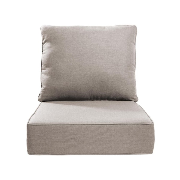 24 inch x 21 inch-2 Piece Replacement Outdoor Lounge Chair, Sectional, Couch Cushion in Beige