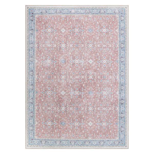World Rug Gallery Transitional Bordered Floral Machine Washable 8'4"x11'6" Rust Area Rug