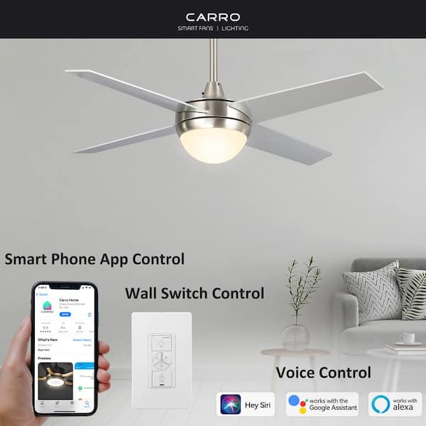Nova 52 in. Integrated LED Indoor Silver Smart Ceiling Fan with Light Kit and Wall Control, Works with Alexa/Google Home