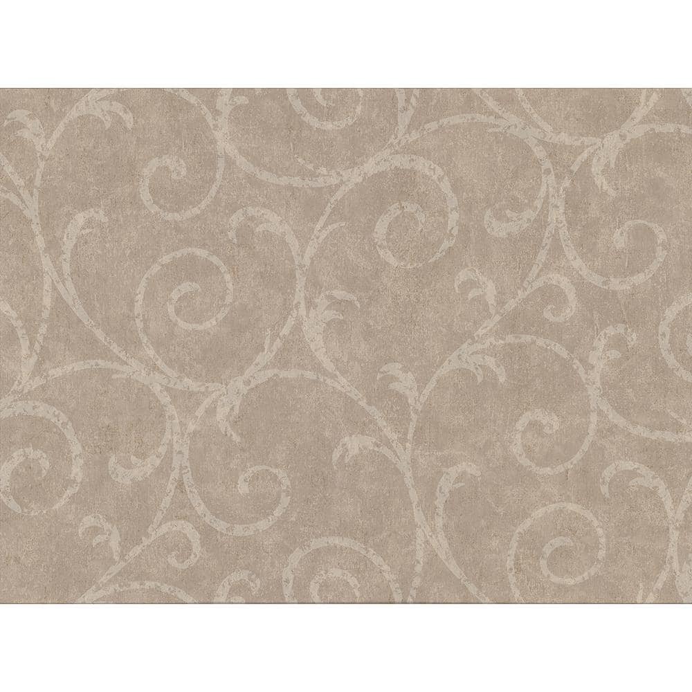 Sansa Light Brown Plaster Scroll Light Brown Wallpaper Sample