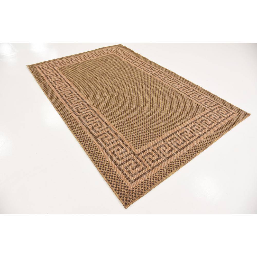 Brown Rectangular Stain-Resistant Synthetic Outdoor Rug