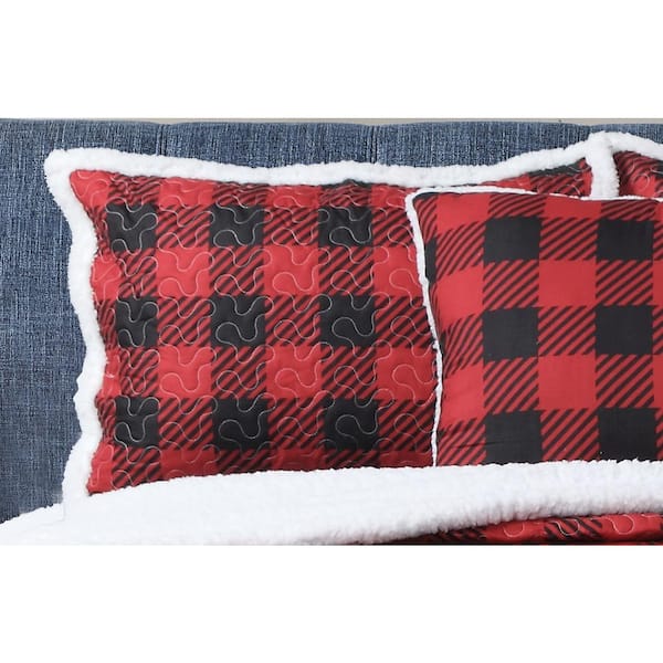 Harper Lane Buffalo Plaid 4-Piece Flannel Sheet Set, Red, Queen, Cotton