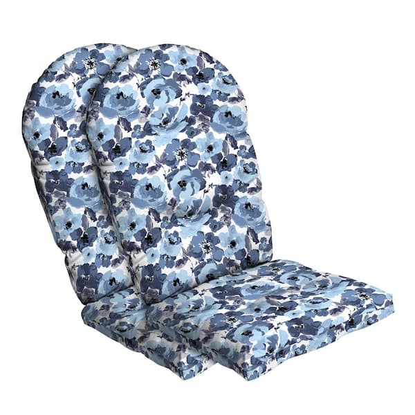 ARDEN 20 in. x 18 in. Outdoor Plush Modern Tufted Rocking Chair Cushion, Blue Garden Floral (Set of 2)
