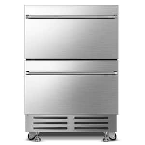 24 in. 4.9 cu. ft. 190 Cans Built-In/Freestanding Outdoor Beverage Center in Stainless Steel with Dual Drawer