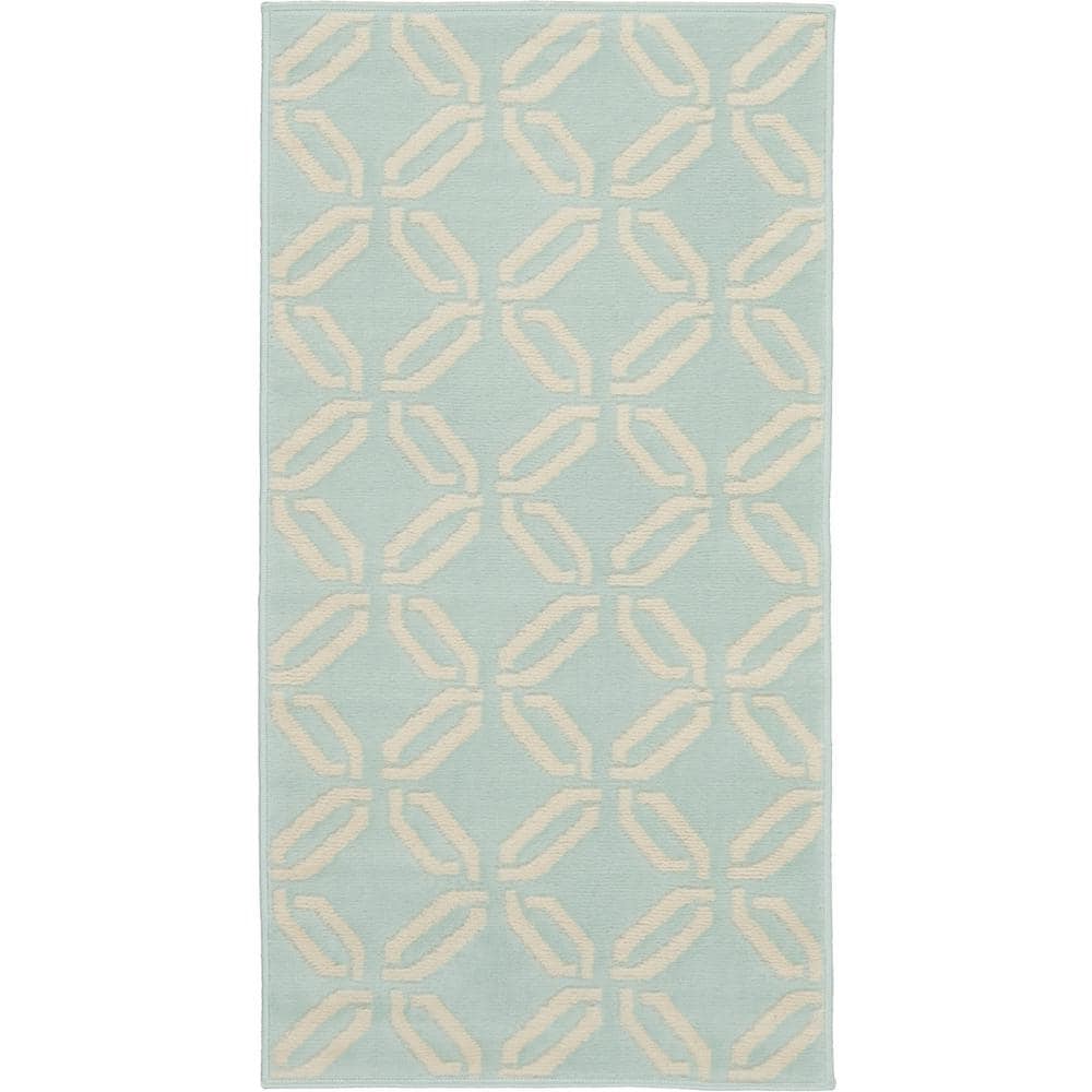 Green Trellis Synthetic Reversible 2' x 4' Area Rug