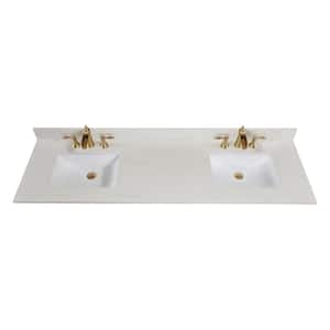 73 in. W Composite Stone Double Basin Vanity Top in Milano White with White Basins