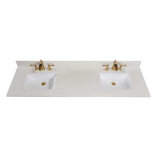 Altair 73 in. W Composite Stone Double Basin Vanity Top in Milano White with White Basins
