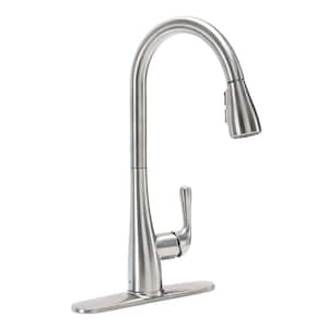 Single Handle Pull-Down Sprayer Kitchen Faucet In Stainless Steel