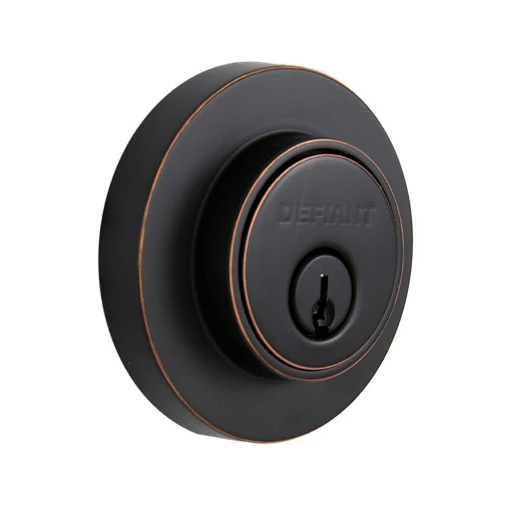 Contemporary Aged Bronze Round Single Cylinder Deadbolt