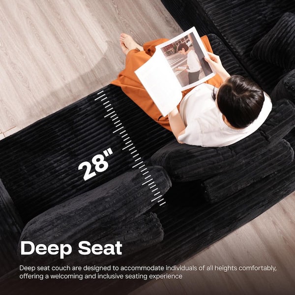 Allwex VA 221 in. Wide Arm 4-Piece Modern Plush Corduroy Fabric U