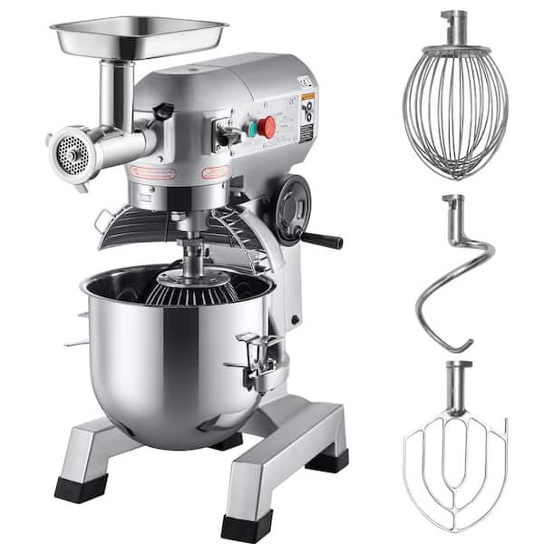20 qt. Commercial Stand Mixer 1100 W Multifunctional Electric Food Mixer with Meat Grinder 3 Speeds Dough Hook in Silver