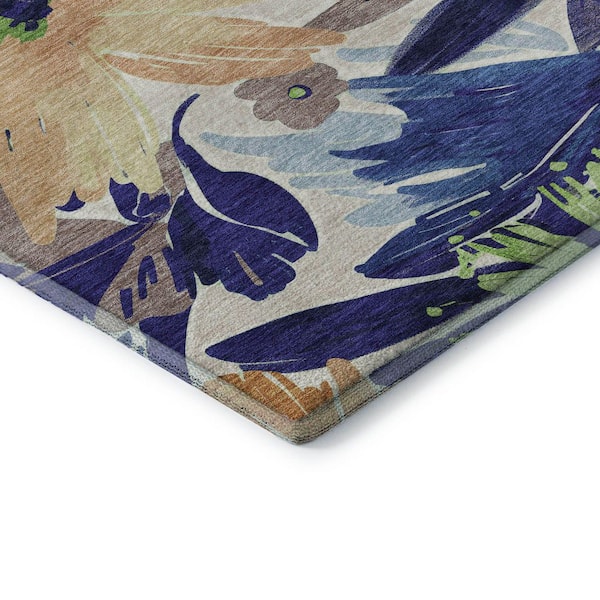 Mayfield Premium Machine Washable Abstract AMF1481 Navy 2 ft. x 3 ft. Area Rug