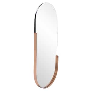 Medium Oval Copper Stainless Steel Hooks Contemporary Mirror (40 in. H x 17 in. W)