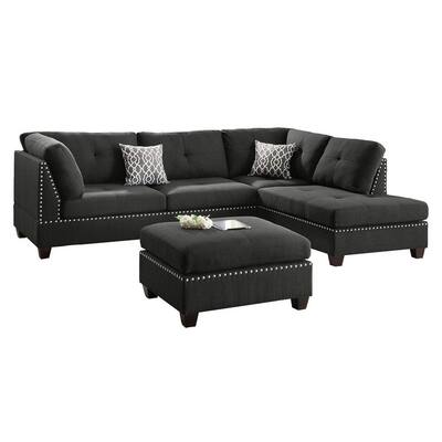 Black Sectional Sofas Living Room Furniture The Home Depot - Annamaria Black Faux Leather Raf Sectional Sofa By Poundex Black Sectional Sofas Living Room Furniture The Home Depot - Annamaria Black Faux Leather Raf Sectional Sofa By Poundex