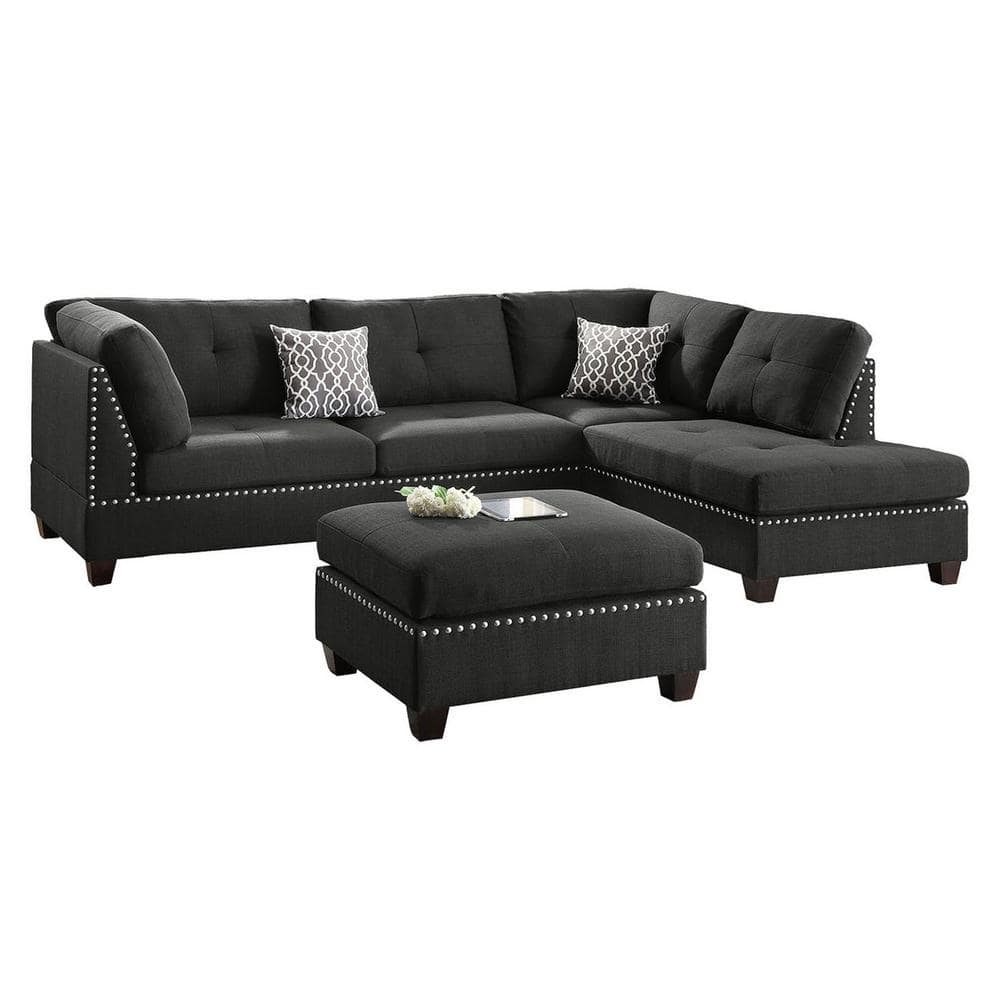 104 in. Bobkona 3-Piece Polyester 6-Seater L-Shaped Sectional Sofa with Ott