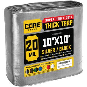 10 ft. x 10 ft. Silver and Black Polyethylene Heavy Duty 20 Mil Tarp, Waterproof, UV Resistant, Rip and Tear Proof