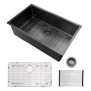 Brushed Chrome 18-Gauge Stainless Steel 32 in. ingle Bowl Farmhouse Apron Workstation Kitchen Sink without Faucet