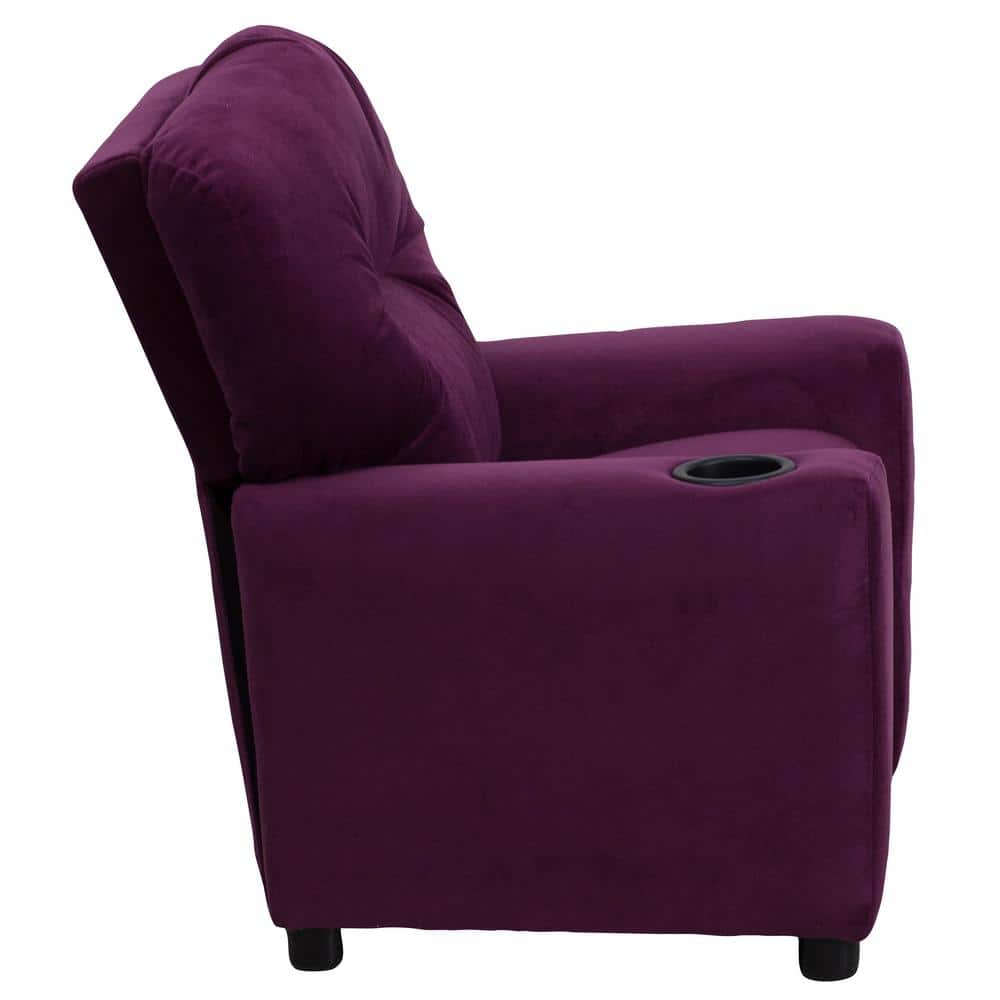 Lilac Dreams Purple Microfiber Kids Recliner with Cup Holder