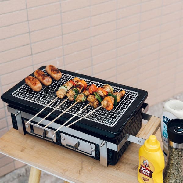 Small Grill, Round Charcoal Grill Camping Grill, Foldable Non-slip