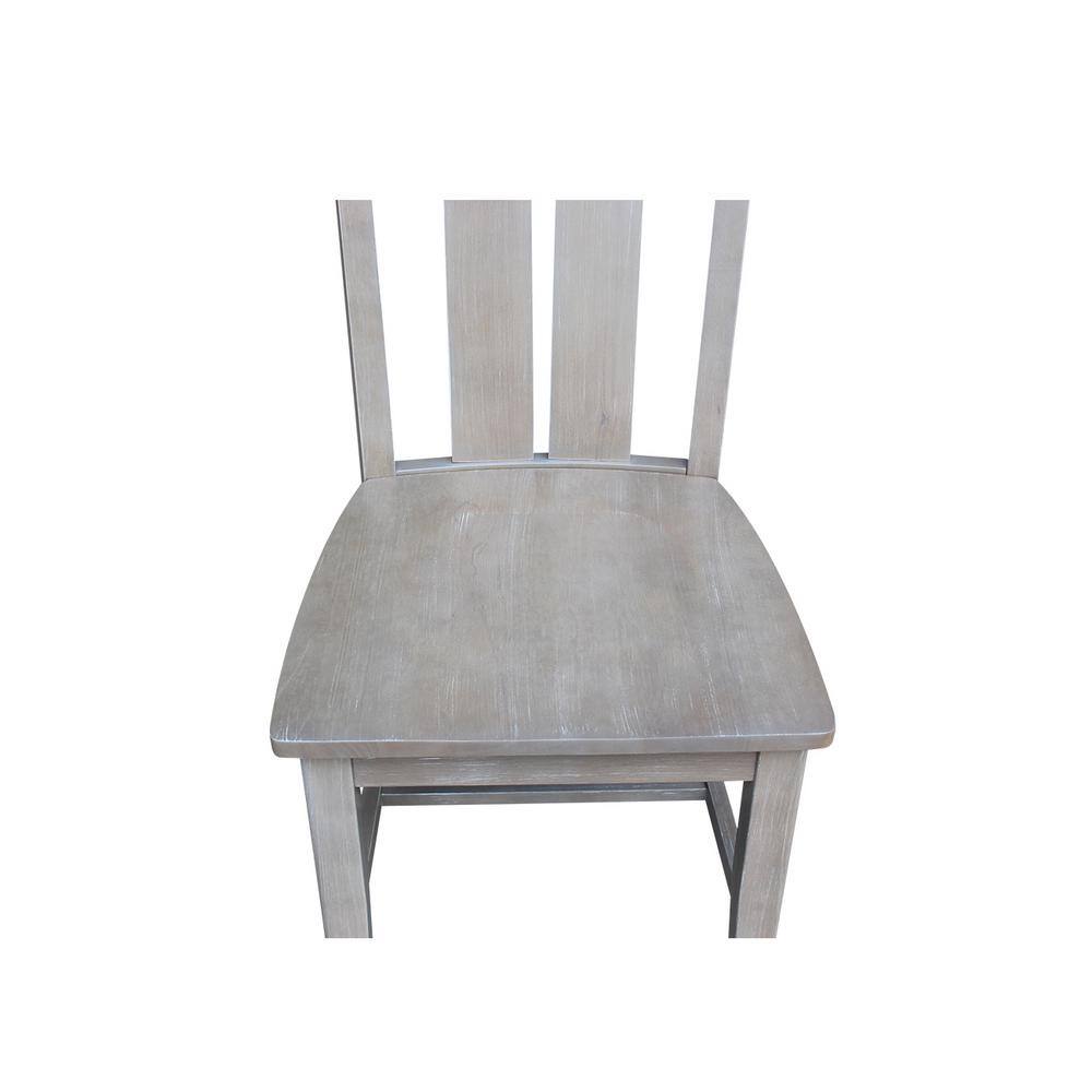 Washed Gray Taupe High Ladderback Wood Side Chair