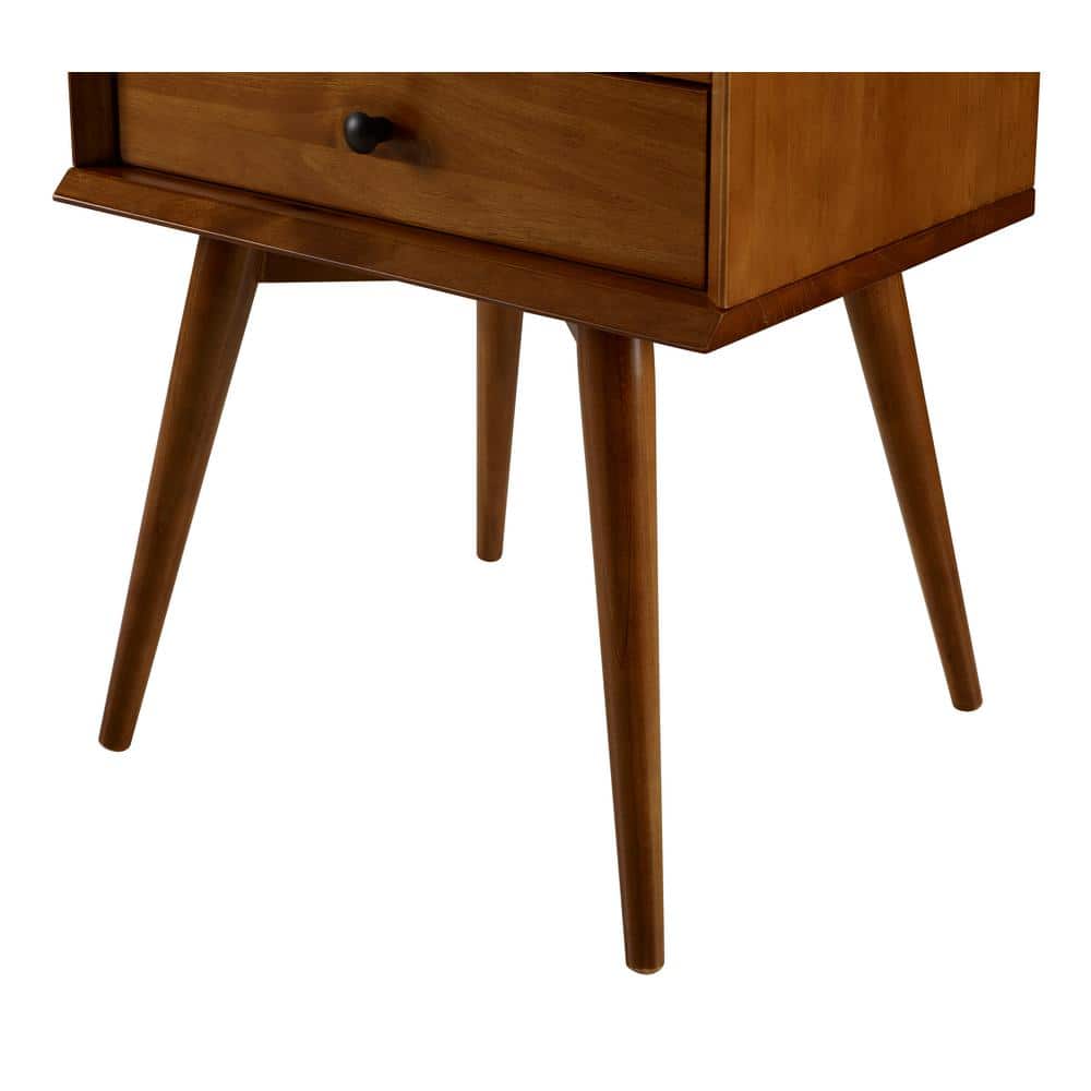Castanho Solid Wood Mid-Century Modern 2-Drawer Nightstand