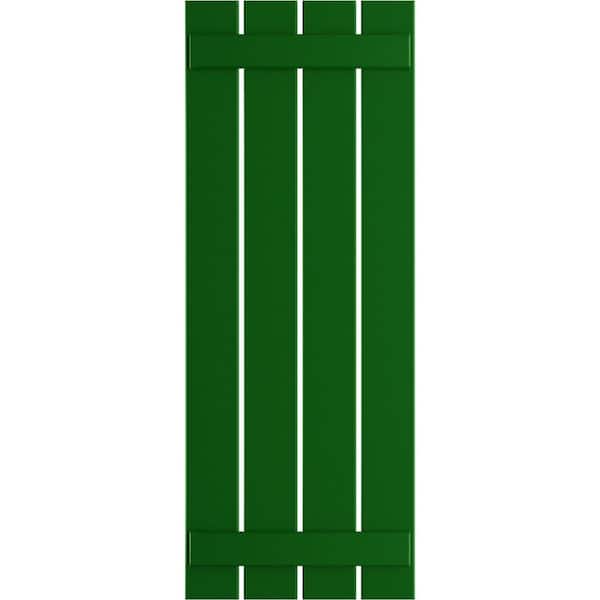 Ekena Millwork True Fit 23 in. x 36 in. PVC 4-Spaced Board and Batten Shutters Pair in Viridian Green