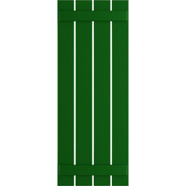 Ekena Millwork True Fit 23 in. x 77 in. PVC 4-Board Spaced Board and Batten Shutters Pair in Viridian Green