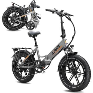 20 in. 750-Watt Fat Tire 48-Volt Removable Lithium Battery Shimano 7-speed Gray Electric Folding Bike for Adults