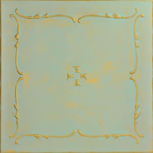 Spring Buds Gold Moss 1.6 ft. x 1.6 ft. Decorative Foam Glue Up Ceiling Tile (259.2 sq. ft./Case)