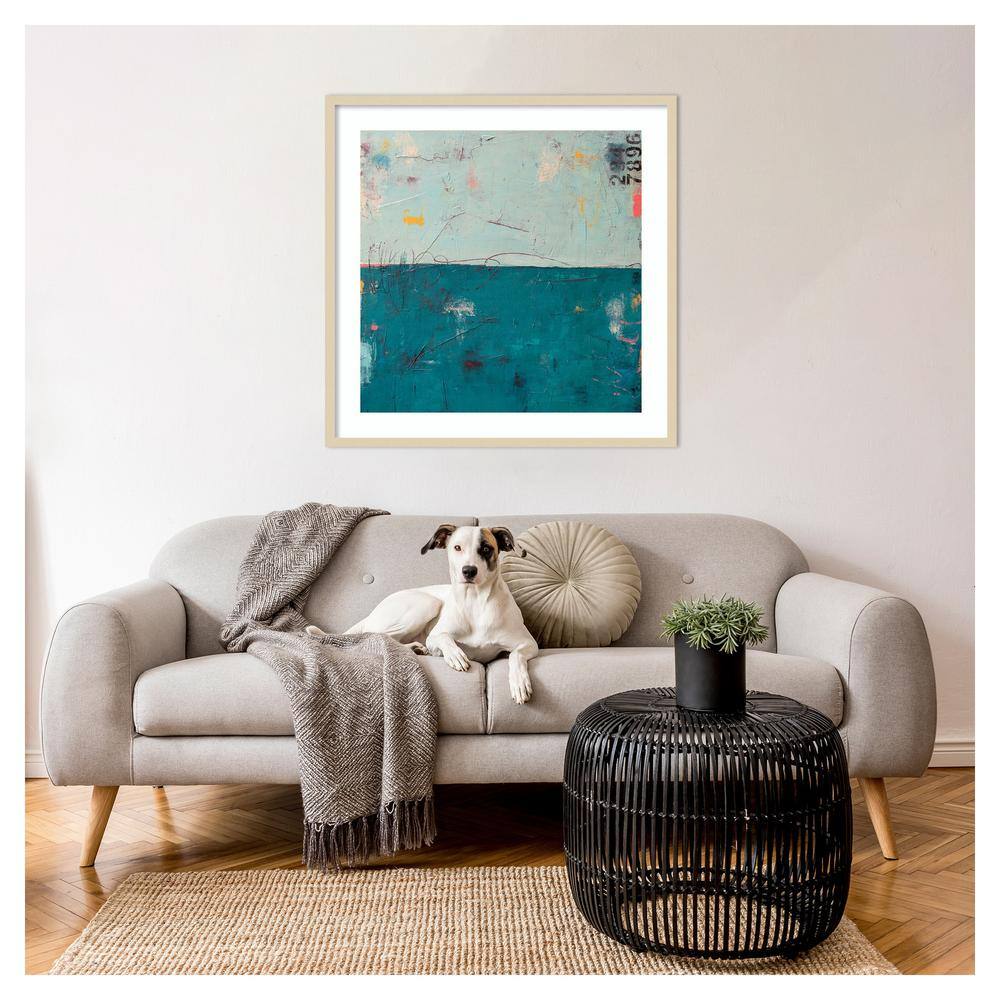 Blue Bay Hideaway Teal and Sky-Blue Framed Wall Art Print