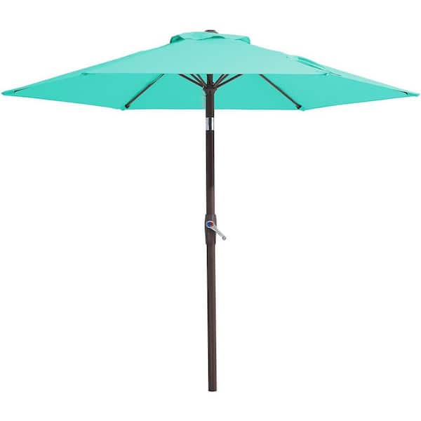Unbranded 7.5 ft. Iron Market Patio Umbrella in Aqua Sky with Push Button Tilt