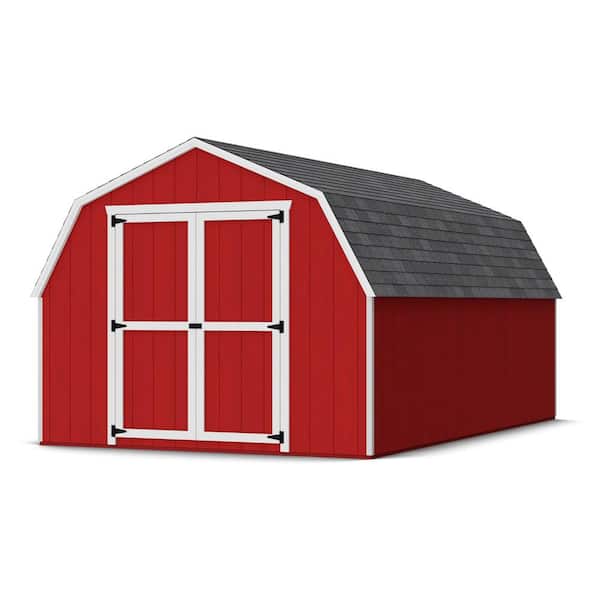 Value Gambrel 10 ft. x 16 ft. Outdoor Wood Storage Shed Precut Kit with 4 ft. Sidewalls and Floor (160 sq. ft.)